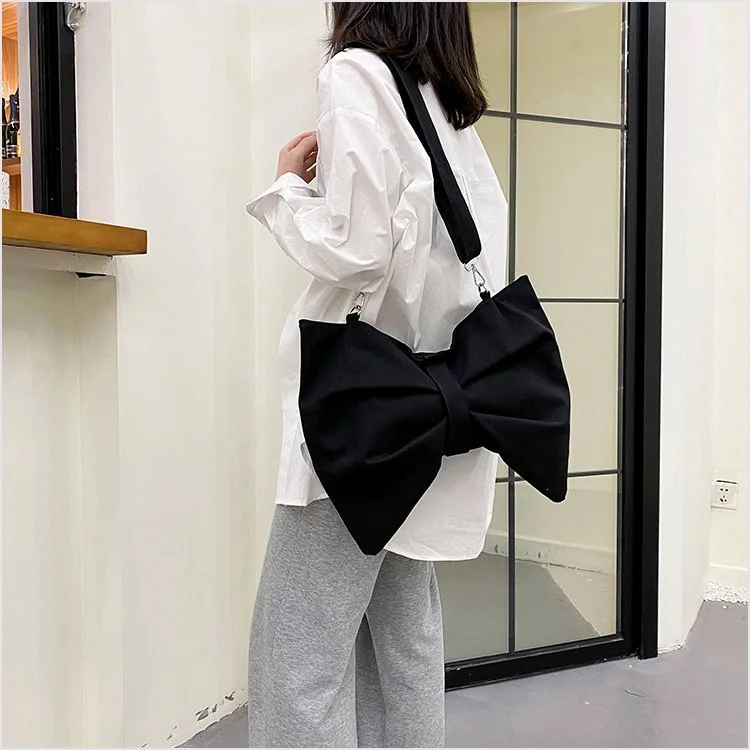 2022 Arrivals Hand Bag Bow Women Elegant Sling Bag Canvas Tote Beach Bag