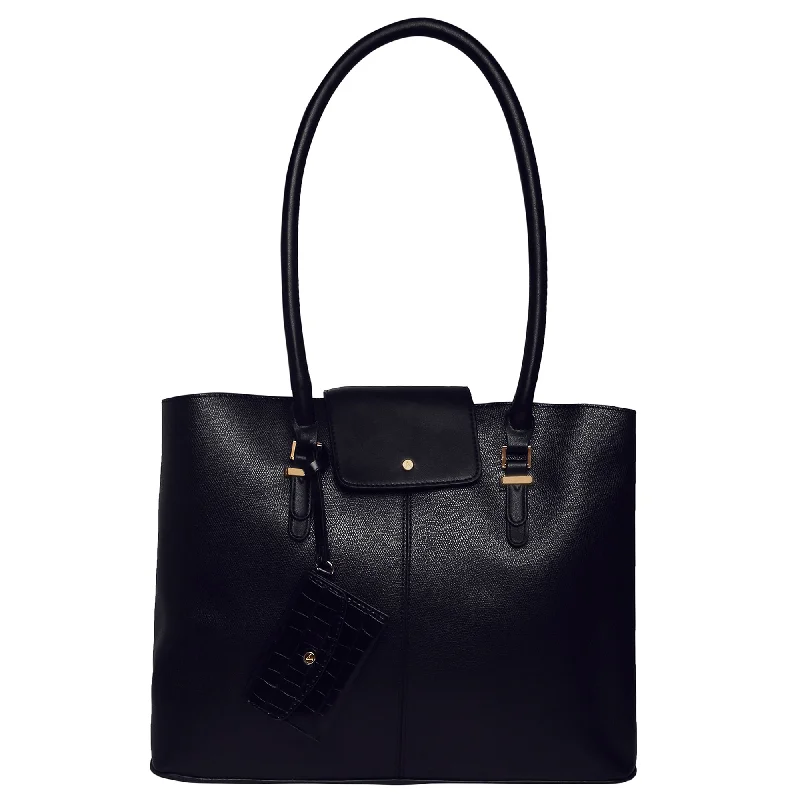 Accessorize London Women's Faux Leather Black Heather Tote Bag