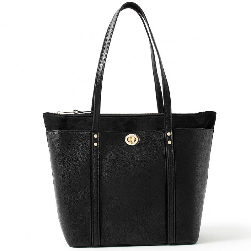 Accessorize London Women's Faux Leather Black Maddox Tote