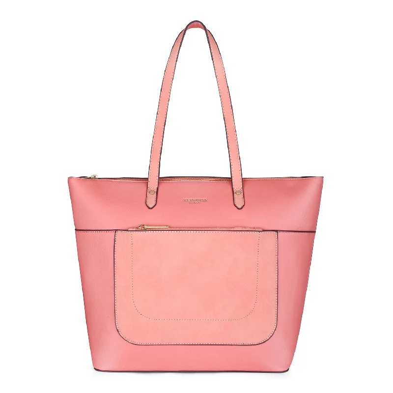 Accessorize London Women's Faux Leather Coral Spacious Emily Tote Bag