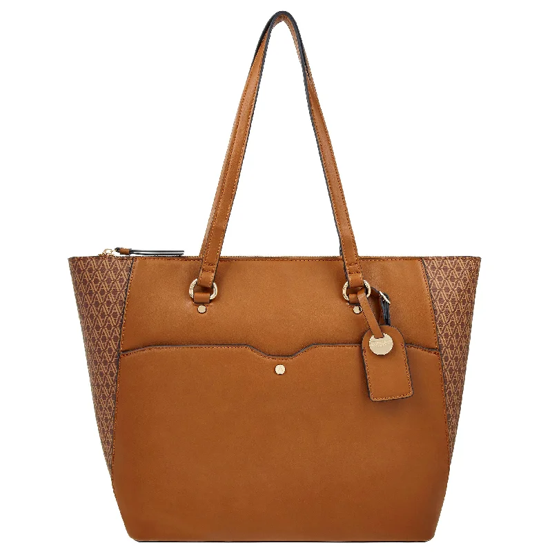 Accessorize London Women's Faux Leather Emily Monogram Tote