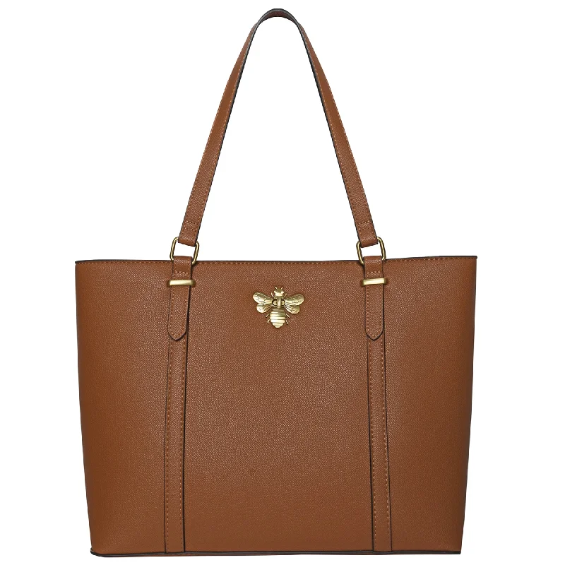 Accessorize London Women's Faux Leather Tan Britney Bee Tote