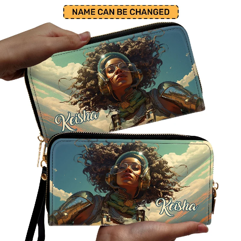 Afrofuturism - Personalized Leather Clutch Purse SB112