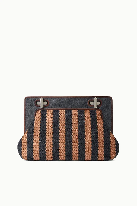 ALBA FRAME CLUTCH | BLACK TAN SEASHORE STRIPE