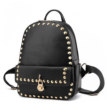 AnnaMouler Fashion Rivet Student Book Bag Black