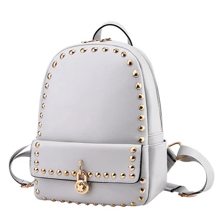 AnnaMouler Fashion Rivet Student Book Bag Grey