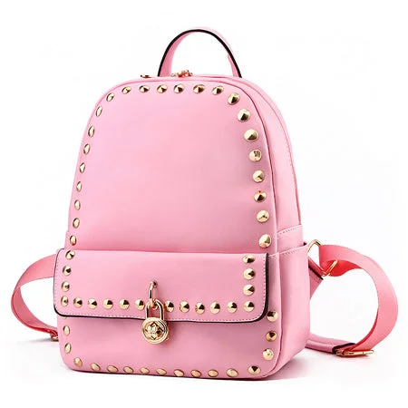 AnnaMouler Fashion Rivet Student Book Bag Pink