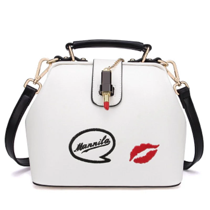 Bags For Women 2019 PU Square Embroidered Handbag Lipstick Crossbody Bag Fashion Personality Handbag High Capacity Doctor Bag