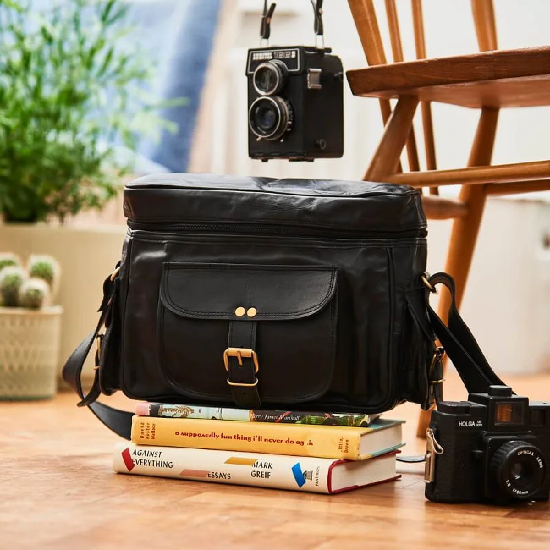 Black Leather Camera Bag