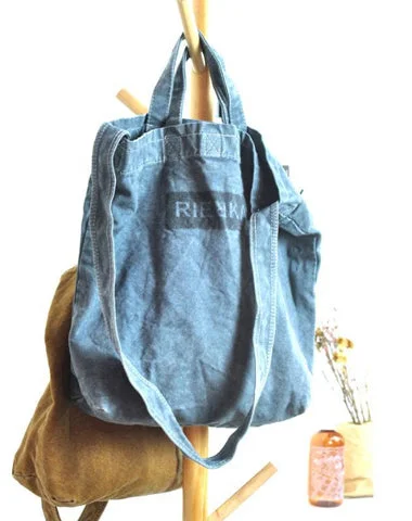 Vintage Canvas Mens Womens Yellow Denim Bag Shoulder Tote Bag Messenger Bag Blue HandBag For Men and Women