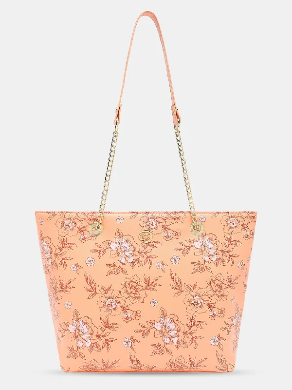 Caprese Snow Satchel Large Printed Women'S Handbag Coral