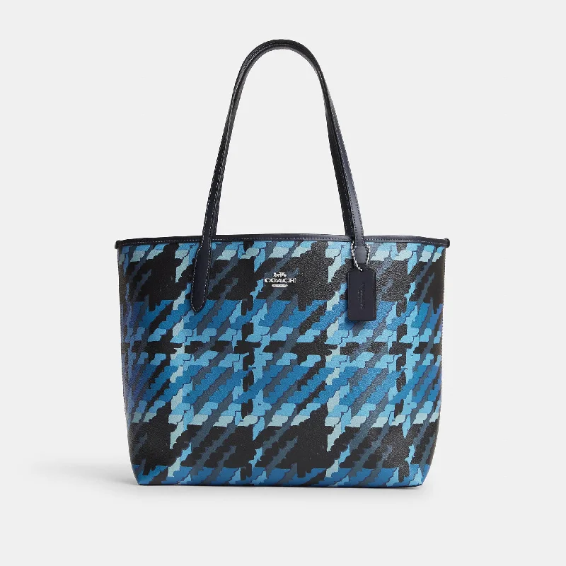 Coach Outlet City Tote With Graphic Plaid Print