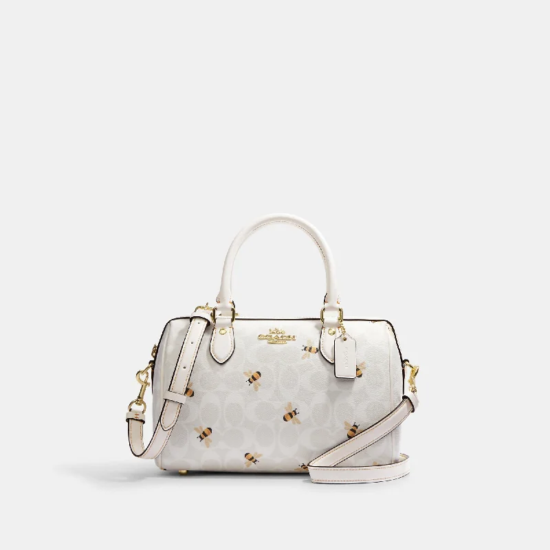 Coach Outlet Rowan Satchel In Signature Canvas With Bee Print