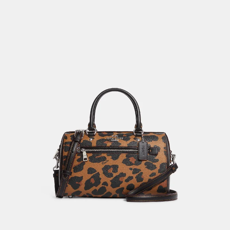 Coach Outlet Rowan Satchel In Signature Canvas With Leopard Print