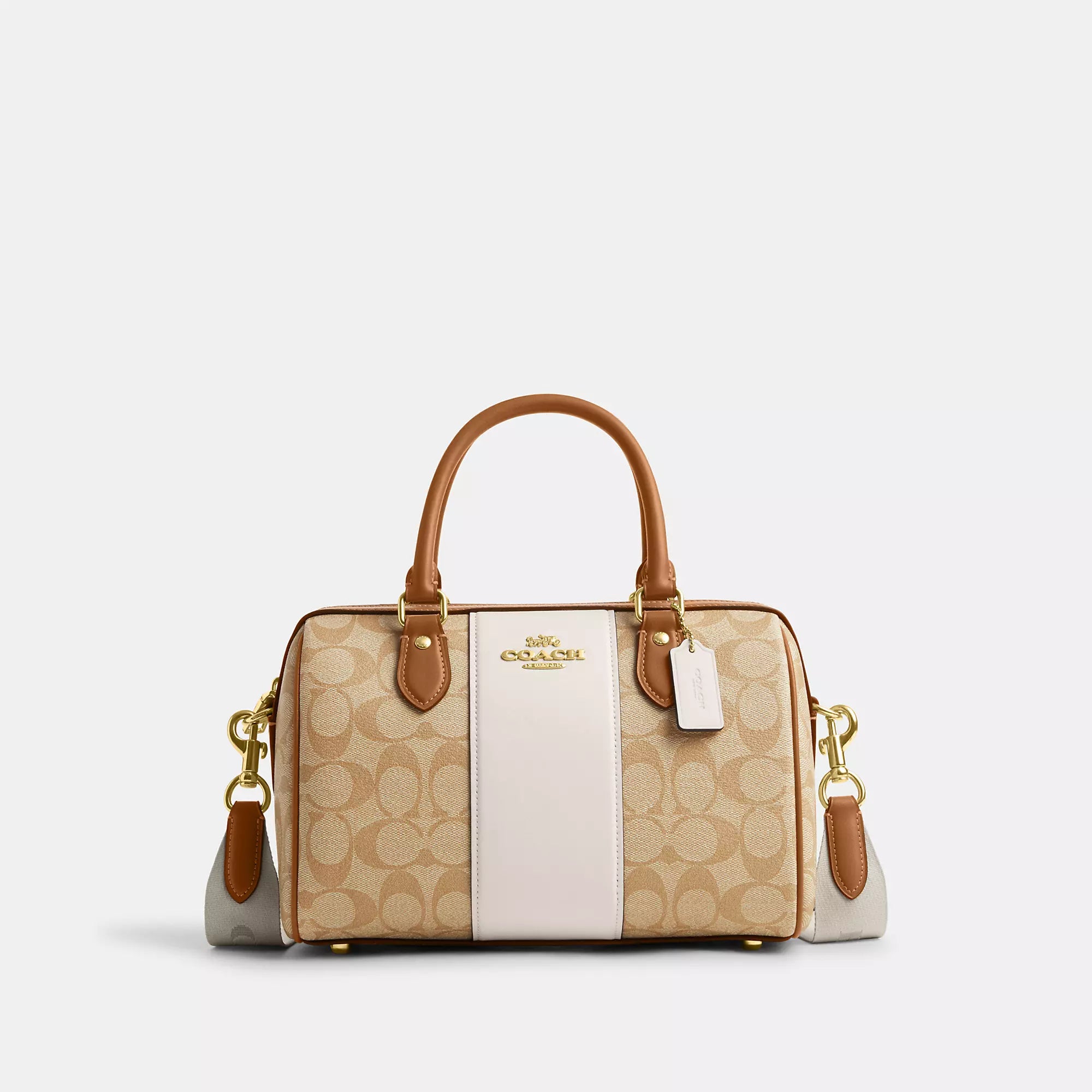 Coach Outlet Rowan Satchel In Signature Canvas With Stripe