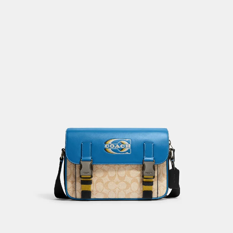 Coach Outlet Track Crossbody In Colorblock Signature Canvas With Coach Stamp