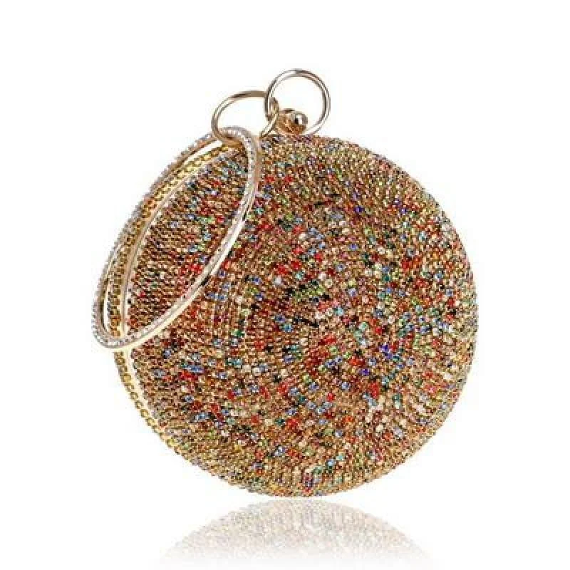 Diamonds Colorful Lady Round Shaped  Evening Clutch Bag