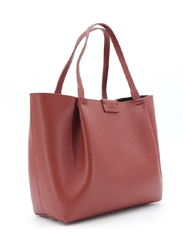 Effetty Red Color Large Size Leather Tote Bag