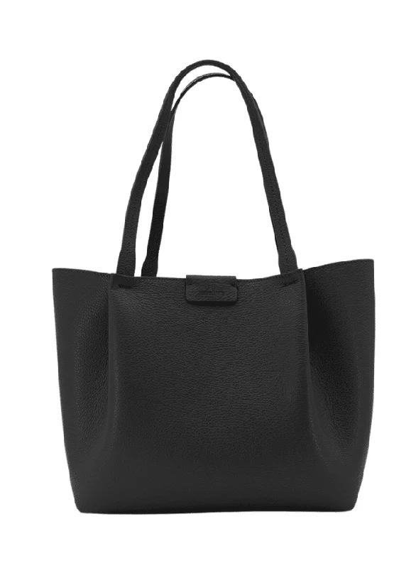 Effetty Black Color Genuine Leather Shoulder Tote Bag