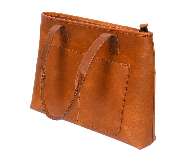 Elevate your style with our exquisite Tan Leather Tote Bag. Art: BG-1308