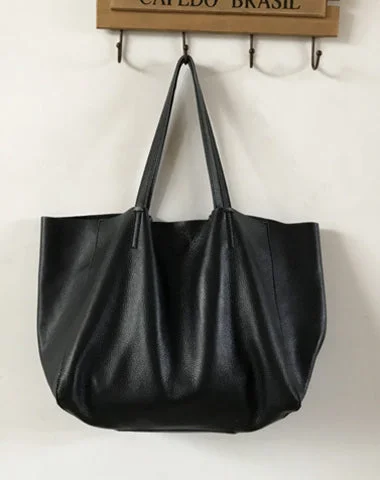 Fashion Womens Black Leather Oversize Tote Bags Black Shoulder Tote Bag Handbag Tote For Women