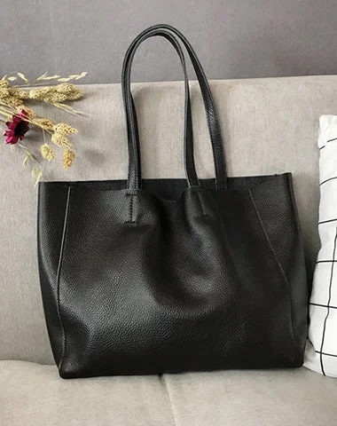 Fashion Womens Black Leather Oversize Tote Bags Black Shoulder Tote Bag Handbag Tote For Women