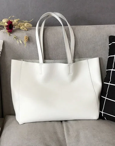 Fashion Womens White Leather Tote Bags White Shoulder Tote Bags White Handbags Tote For Women