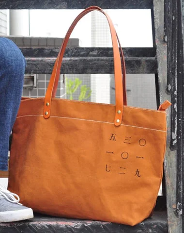 Vintage Canvas Leather Mens Womens Tote Shopping Bags Messenger Bag Tan Tote Handbag For Men Women