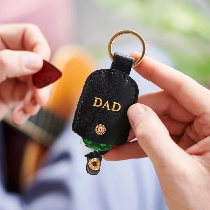 Guitar Plectrum Leather Keyring