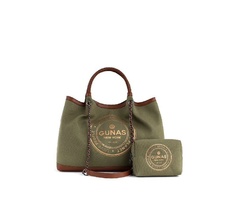 Gunas New York RUTH Green Vegan Canvas Tote