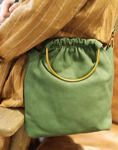 Green Leather Womens Bucket Handbag Large Bucket Side Bag Tote Purse Madewell Bucket Bag