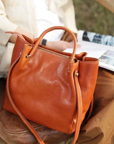 Fashion Soft Womens Tan Leather Handbag Tote Bag Brown Women's Satchel Handbags Shoulder Bag Tote