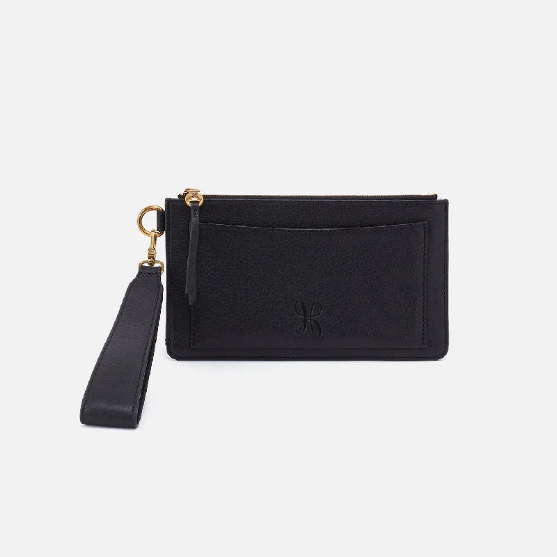 Hart Wristlet In Pebbled Leather - Black