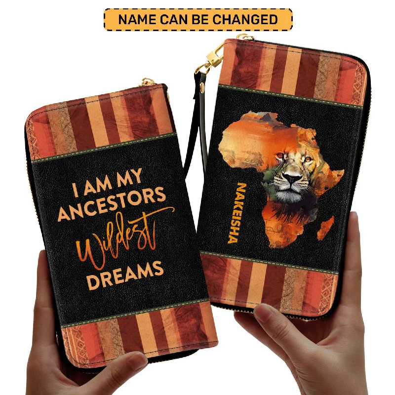 I Am My Ancestors Wildest Dreams - Personalized Leather Clutch Purse MB27