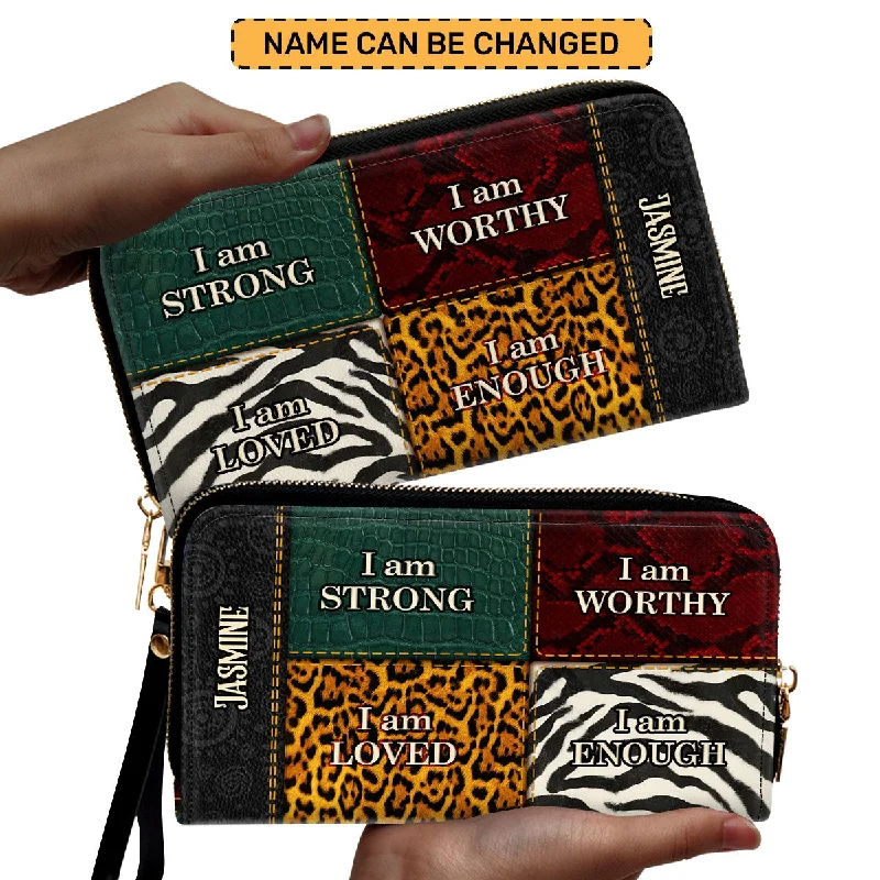 I Am Strong, I Am Worthy - Personalized Clutch Purse SB08