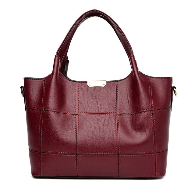 Large Capacity PU Leather Tote Bag Red