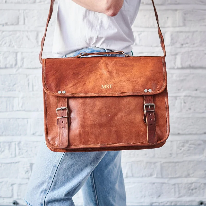 Leather Medium Laptop Bag with Handle