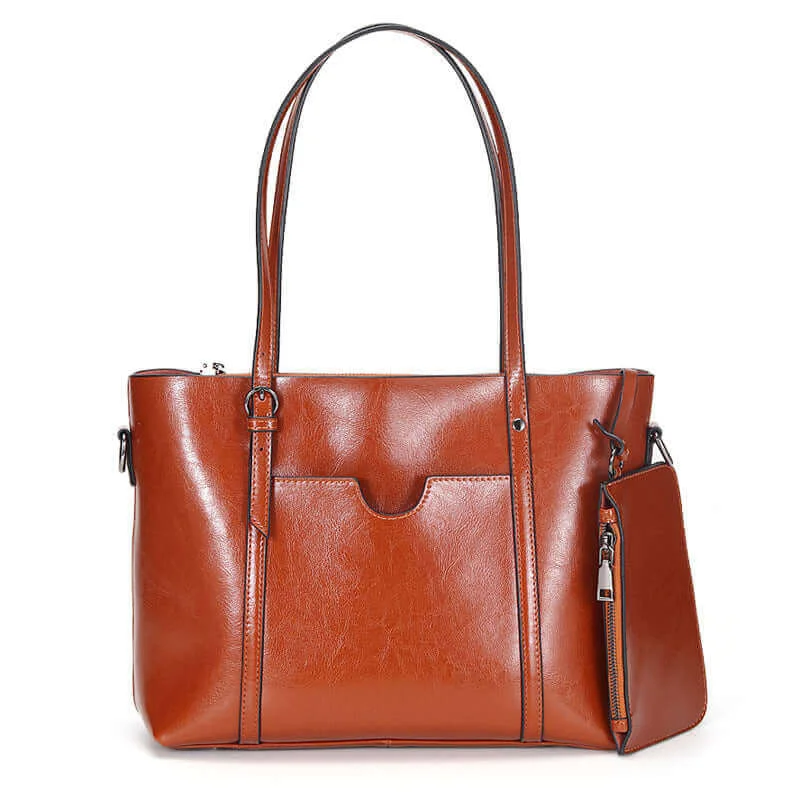 Versatile Leather Handbag - Shoulder Crossbody Tote