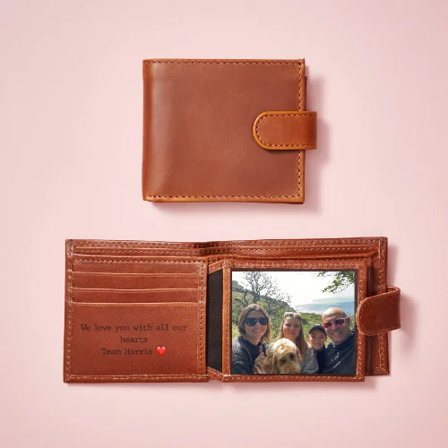 Personalised Leather Tri Fold Wallet with RFID