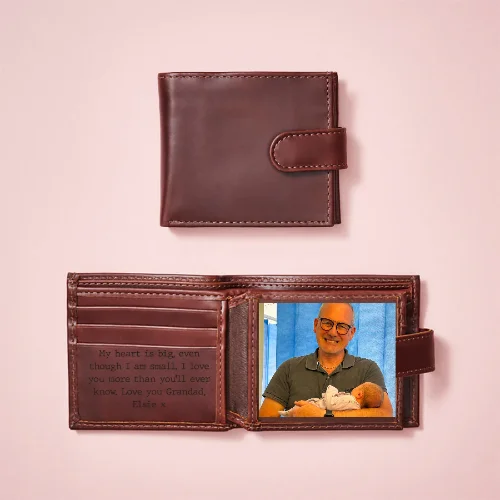 Personalised Leather Tri Fold Wallet with RFID