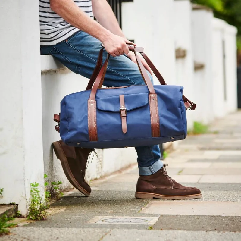 Navy and Dark Brown Leather