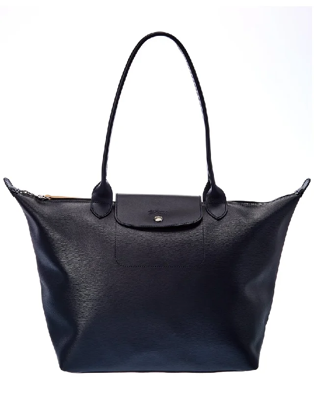 Longchamp Le Pliage City Leather Long Handle Tote