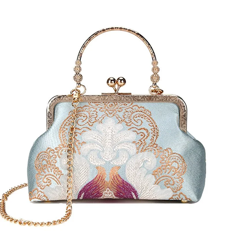 Luxy Moon Stylish Hand Clutch Bag with Flower Embroidery