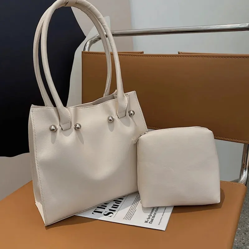 M334 Shopper Bag 2022 Women's Brand Shoulder Bags Fashion Pu Leather Simple Solid Large Capacity Handbags Female's Tote