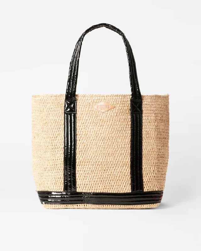 Raffia Tote Large Raffia/ Black Lacquer