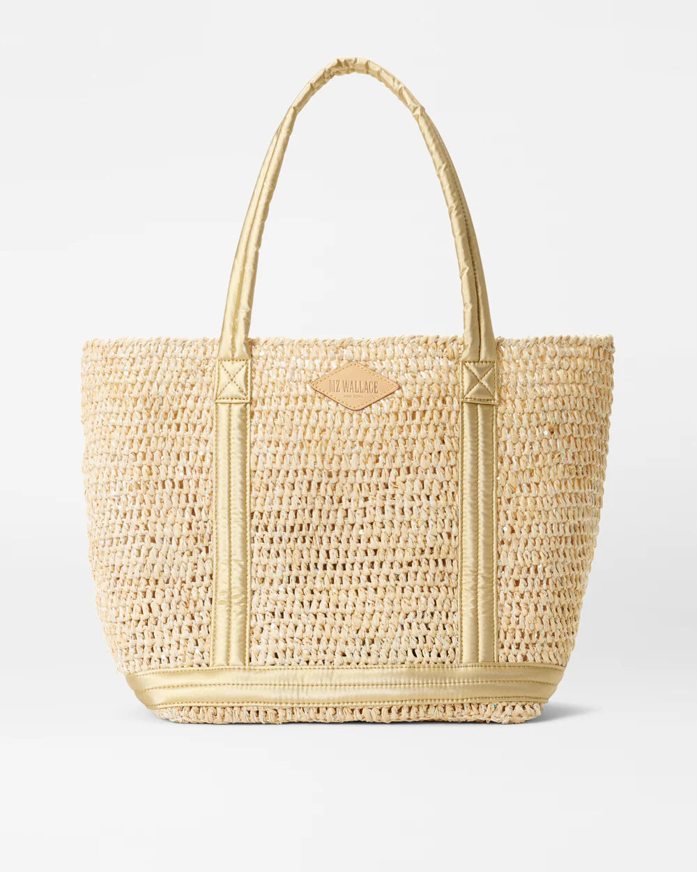 Raffia Tote Medium Sequin Raffia/ Light Gold Pearl Metallic