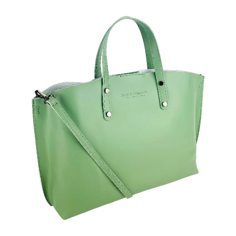 Renato Borzarra Large Leather Shoulder Tote Bag Mint Green