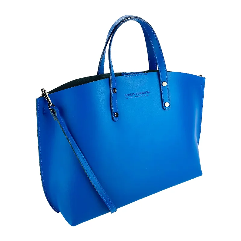 Renato Borzatta Large Leather Tote Shoulder Bag Royal Blue