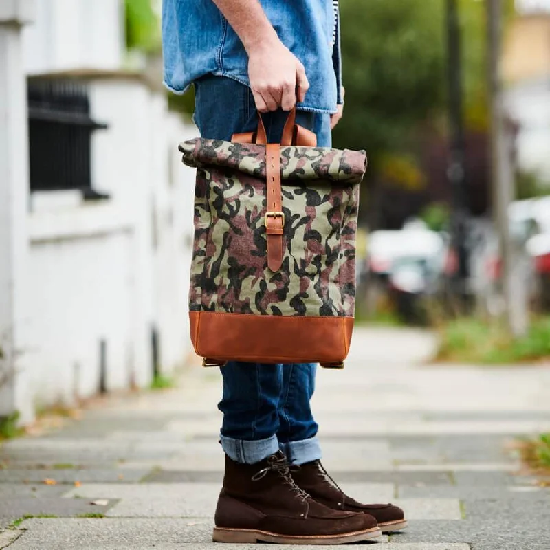 Green Camo Canvas with Tan Leather