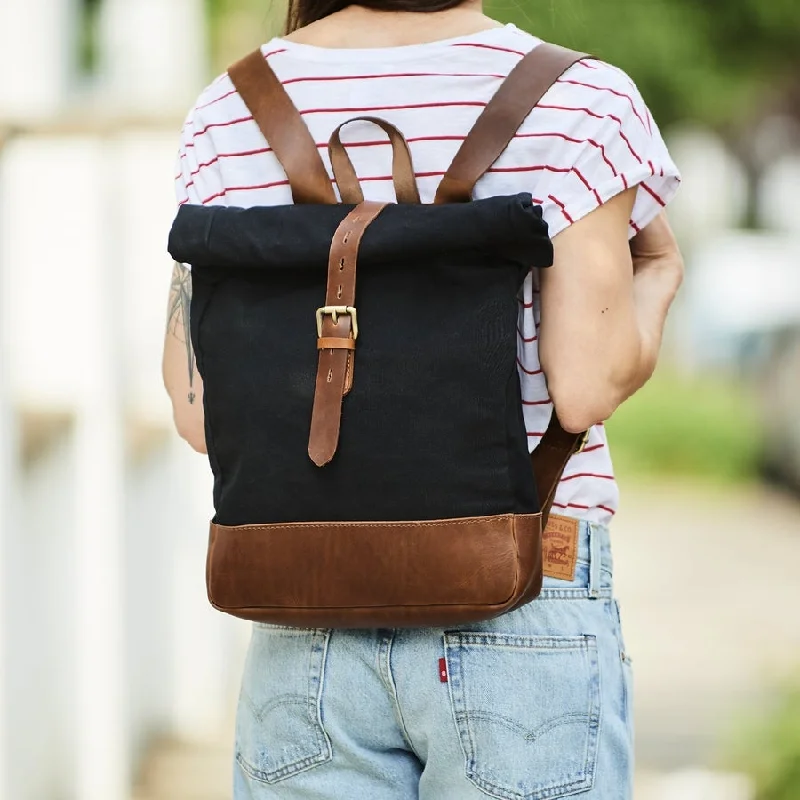 Plain Black Canvas with Tan Leather